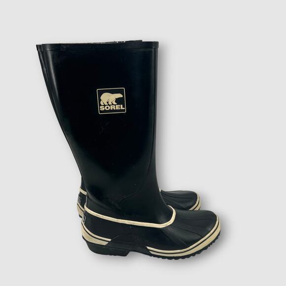 Sorel Sorellington Tall Slip On Rain Boots Women’s Size 7 Black Waterproof - Picture 3 of 8